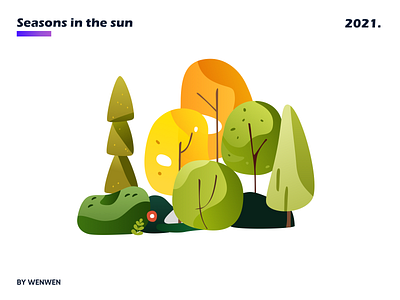 tree 2021 colour illustrations seasons sunny trees