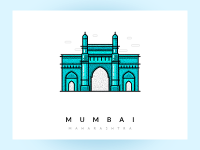 Mumbai City Illustration app blue city design icon illustration india monument mumbai noise ui vector