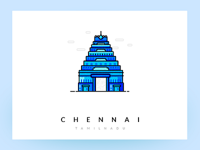 Chennai City Illustration app blue chennai city design icon illustration india monument noise ui vector