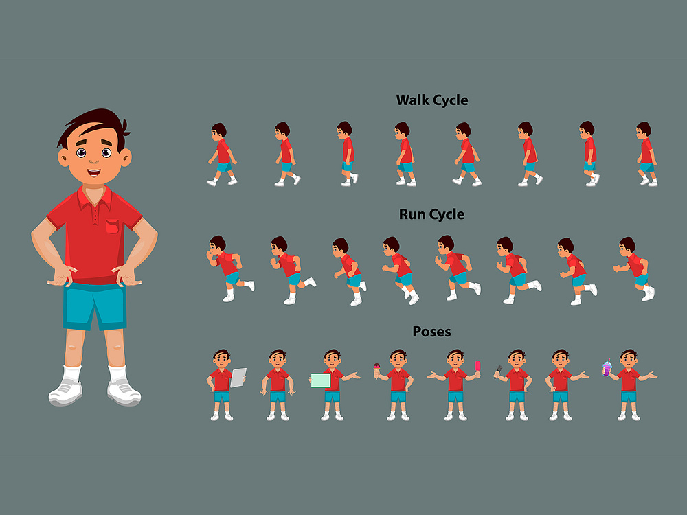 Cute boy character sprite sheet by Nipun on Dribbble