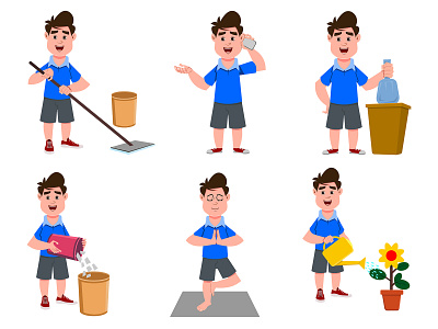 Cute boy in different poses