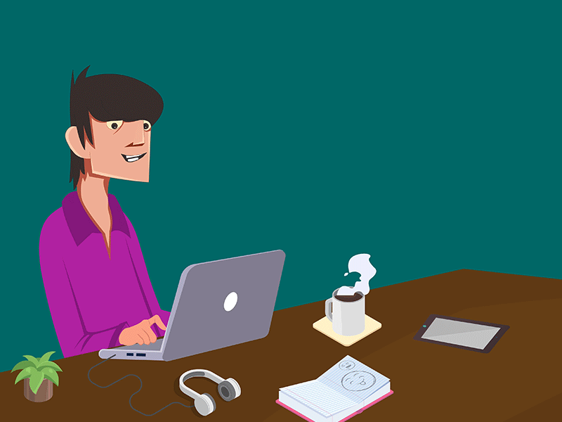 Office Desk animation character charater design gif office desk work