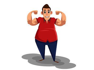 A Fat Man Showing His Muscles art character design digital art illustration