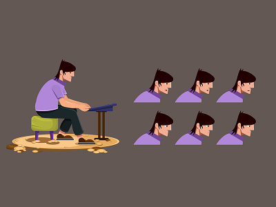 musician sitting in chair and playing keyboard animation cartoon character character design design digital art illustration