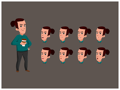 Young Man Drinking Coffee boy Cartoon Character animation cartoon character character design design drawing illustration illustrator vector