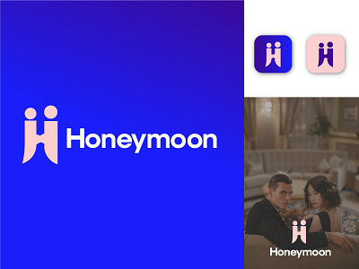 honeymoon logo for Residential hotel letter logo.