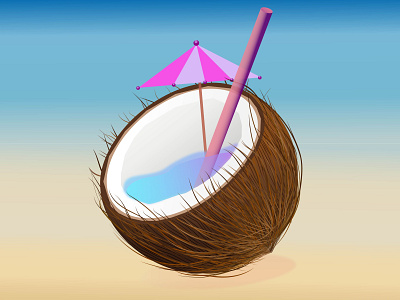 COCONUT . drink. beach illustration juce sea. tropics. vector. drink.