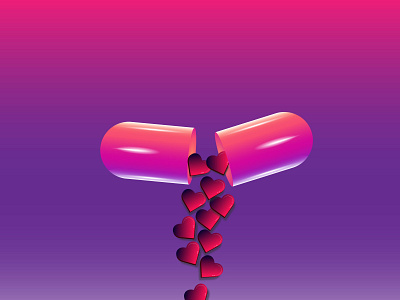 Love pills 3d creative hearts icon idea illustration love pill romance romantic tablets vector