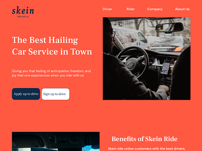 Skein Hailing ride landing page design figma figma design hailing app landing page logistics logistics website product design ui uiux user interface web design