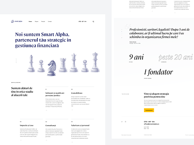 SmartAlpha homepage accoounting chess clean elegant font homepage knight landing page layout design