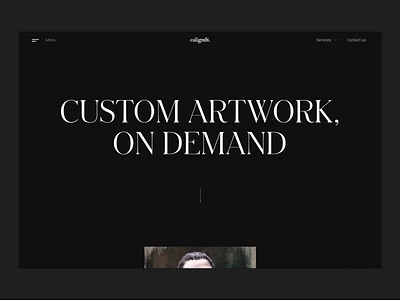 Main menu - caligrafik.art animation dark theme elegant typeface hamburger menu minimal typography webflow