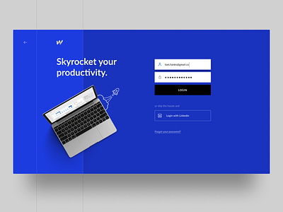Worksmart Login blue cold design laptop login minimal productivity rocket sign in ui