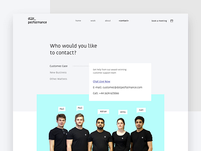 Contact Us - dotperformance.com agency clean contact minimal ui design visual design web design web design agency