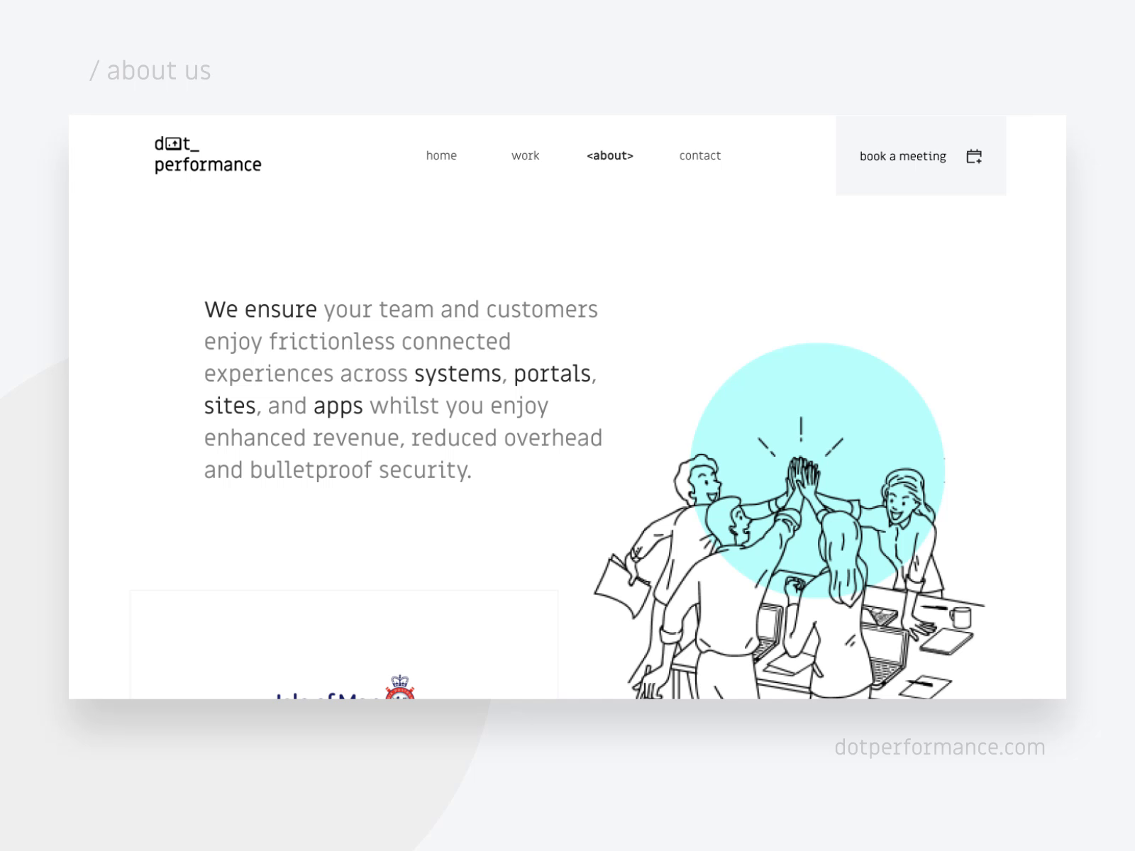 About Us - dotperformance.com outline minimal clean visual design illustration ui ux design ui about page about us