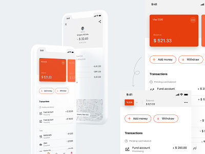 Xapo card - transactions listing banking card clean collapsed figma finance app fintech minimal prepaid red transactions ui ux uidesign usability user interface ux white whitespace xapo