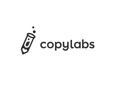 CopyLabs logo branding clean copywriting creative icon laboratory logo negative space logo pencil playful science startup logo typography wordmark writing