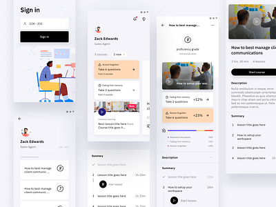 Skillery - a new app for on-the-job training course figma illustration teaching training training center tutorial ui ux video visual design