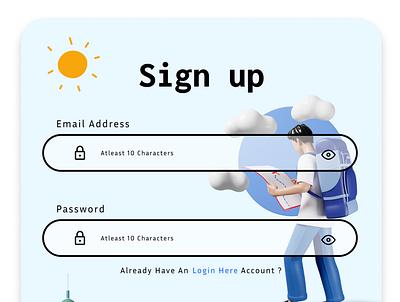 SignUp interface 3d animation branding graphic design logo motion graphics ui