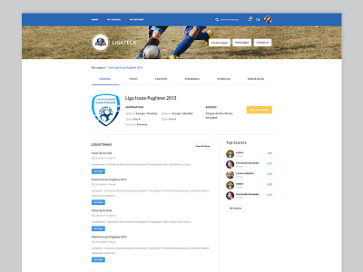 League Page blog footbal landing page league news ui ux