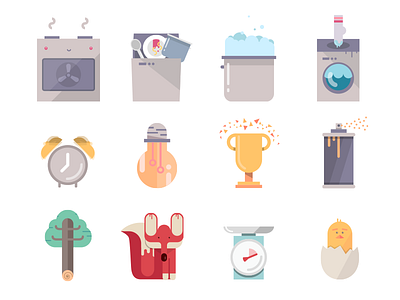 set of illustrations energy flat household illustration