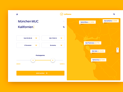 Re-imagine Lufthansa airline booking clean flight lufthansa map travel ui user interface website