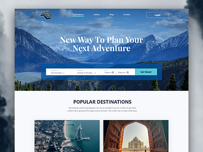 Trip Planner Website Landing Page UI Design adventure design landing page planner website trip landing page trip planner ui ux web design