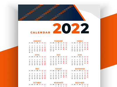 2022 business style modern new year calendar design template october