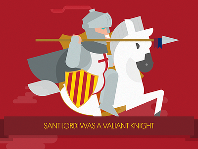 The legend of Sant Jordi: The Knight flat illustration