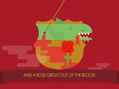 The legend of Sant Jordi: The Rose flat illustration