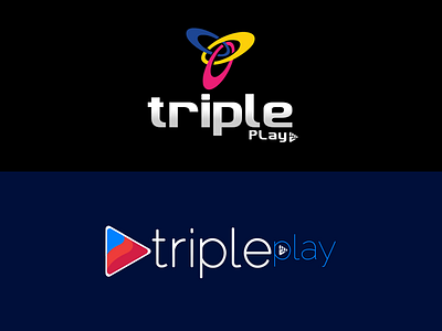 Logo Design music play player player logo triple player