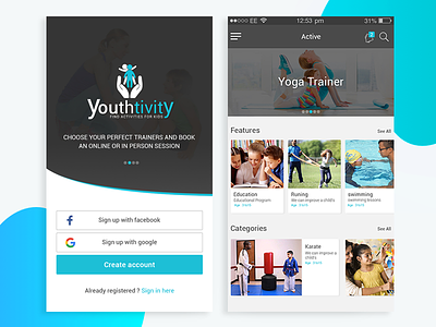 Youthtivity Directory App directory app education trainer fitness app running trainer swimming trainer trainer app