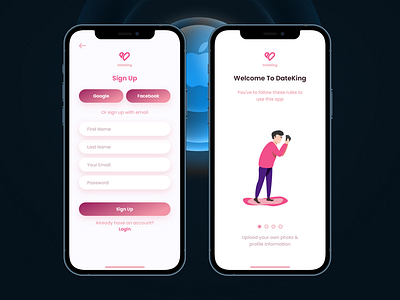 DateKing - Dating App app best ui break dating app heart like love pink ui