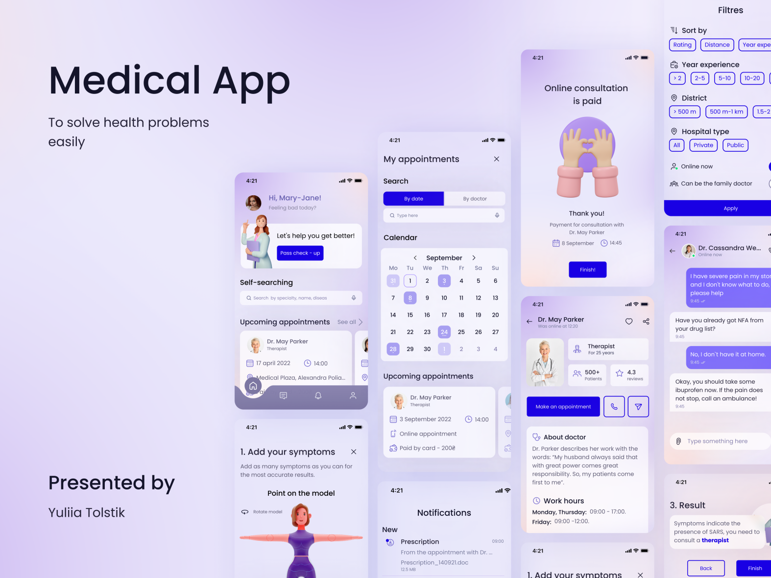 Concept design for medical app by Yuliia Havriushova on Dribbble