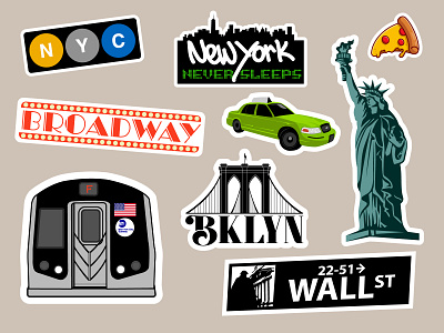NYC Sticker Pack (Weekly Warm-Up) dribbbleweeklywarmup new york city nyc sticker pack stickers weeklywarmup