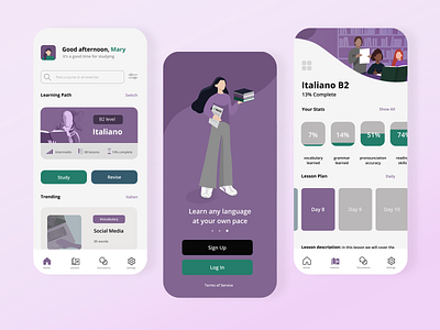 Language Learning App app app design grammar language mobile learning student ui vocabulary