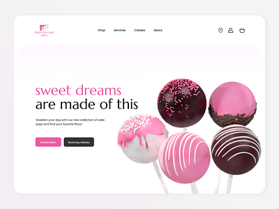 Bakery Webpage 3d bakery cake pops ui web webpage