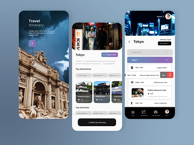 Travel Itinerary App app design itinerary tokyo travel trip ui