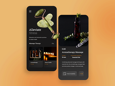 Massage Therapy App Concept app app design aromatherapy candle massage oil therapy ui