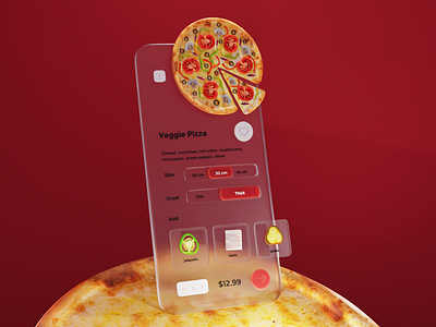 Glassmorphism Pizza Concept app design concept food glassmorphism olive pizza tomato ui