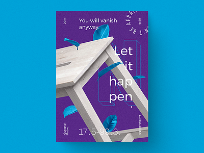 Let it happen - Poster 2018 abstract art blue color poster purple stroke type typography