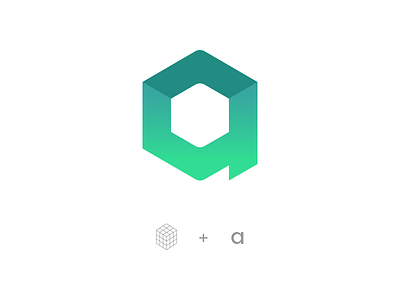 A a cube design gradient logo rubiks