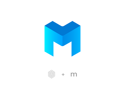 M cube design gradient logo m rubiks