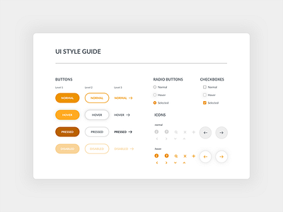 UI Style Guide button buttons checkboxes guide icons radio select style ui