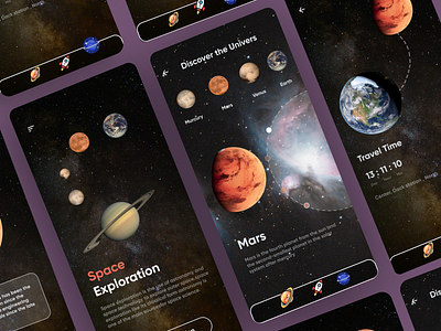 Mars travel app design app design icon illustration typography ui ux