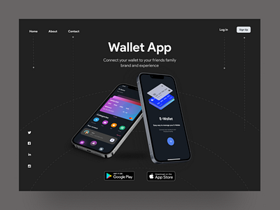 Wallet app landing page design app branding design graphic design illustration minimal ui ux vector web website