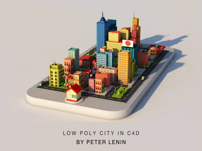 Low poly City in C4D 3d animation c4d cinema4d city low poly