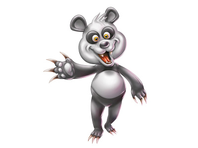 Happy Panda airbrush character cute disney happy illustration panda photoshop waving