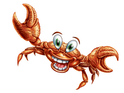 Happy crab airbrush character crab cute disney happy illustration photoshop smile