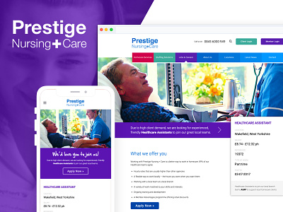 Prestige Nursing + Care design development web