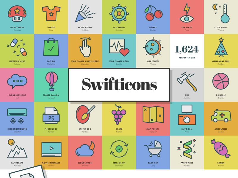 Swifticons - 1,624 High Quality Icons freebie icon pack icons illustration illustrator photoshop psd sketch sketch icons ui vector icons